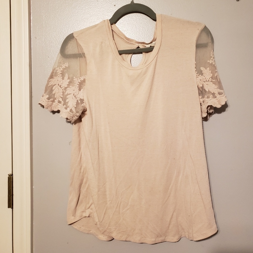 Lace Sleeve Cream Colored Blouse